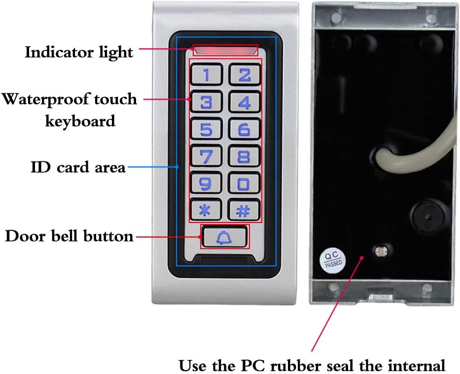 KDL RFID-Zutrittskontrollsystem-Kit wasserdichte Bedientastatur mit elektrischem 12-V-DC-Türschloss,