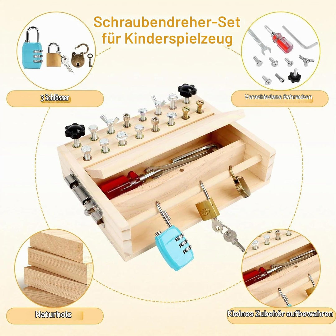 Montessori Schraubendreher Board Set, Holz Schraubbrett, Busy Board Holzspielzeug, Montessori Spielz