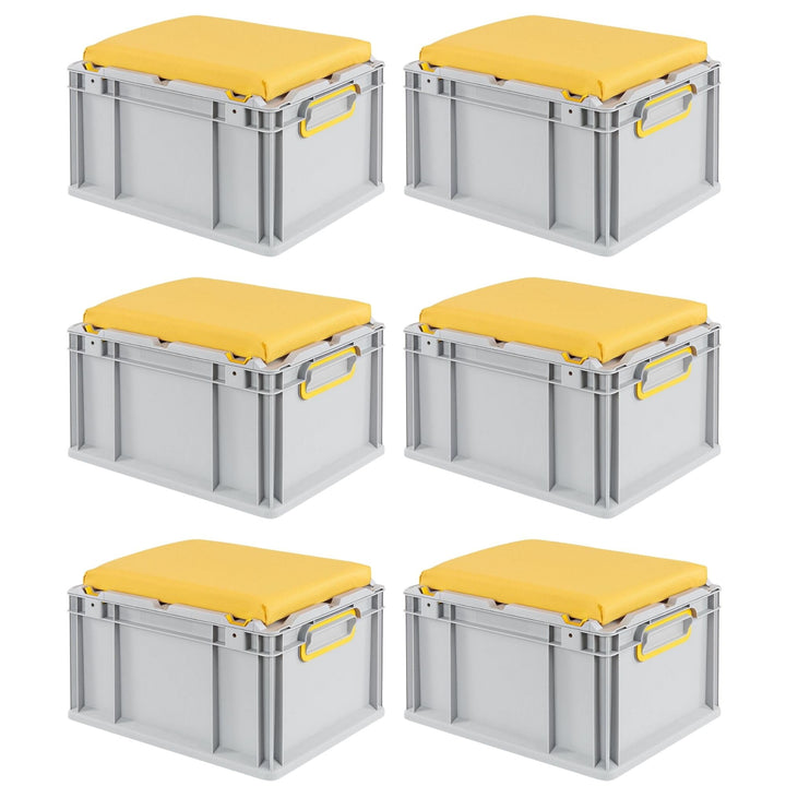 PROREGAL SparSet 6x Eurobox NextGen Seat Box Gelb | HxBxT 26,5x30x40cm | 20 Liter | Griffe geschloss