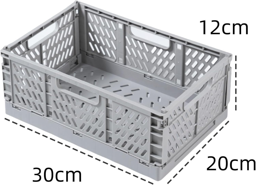 EURXLQ 4 Stück Grau Klappbox 30×20×12cm,Klappkiste Körbe Aufbewahrung Zusammenklappbarer Tragbar Auf