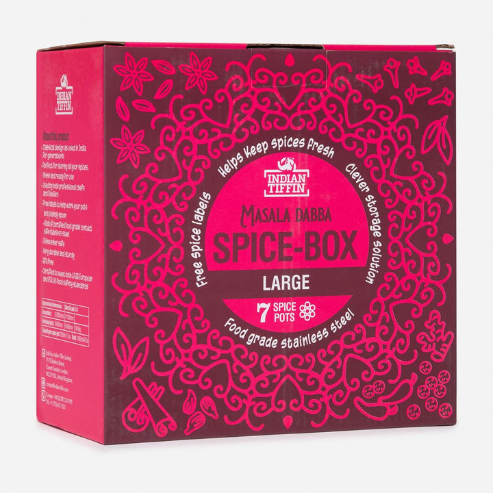 Indian Tiffin Masala Dabba Luftdichter Gewürzbehälter - Lebensmittelqualität aus Edelstahl - mit Gew