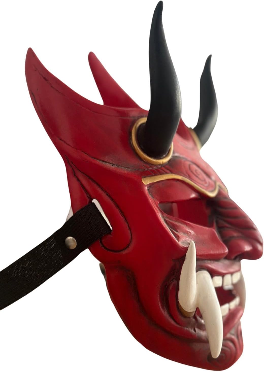 Generisch Oni Maske Rot – Japanische Dämonenmaske aus Harz – Samurai Stil – Kostüm- & Dekomaske für