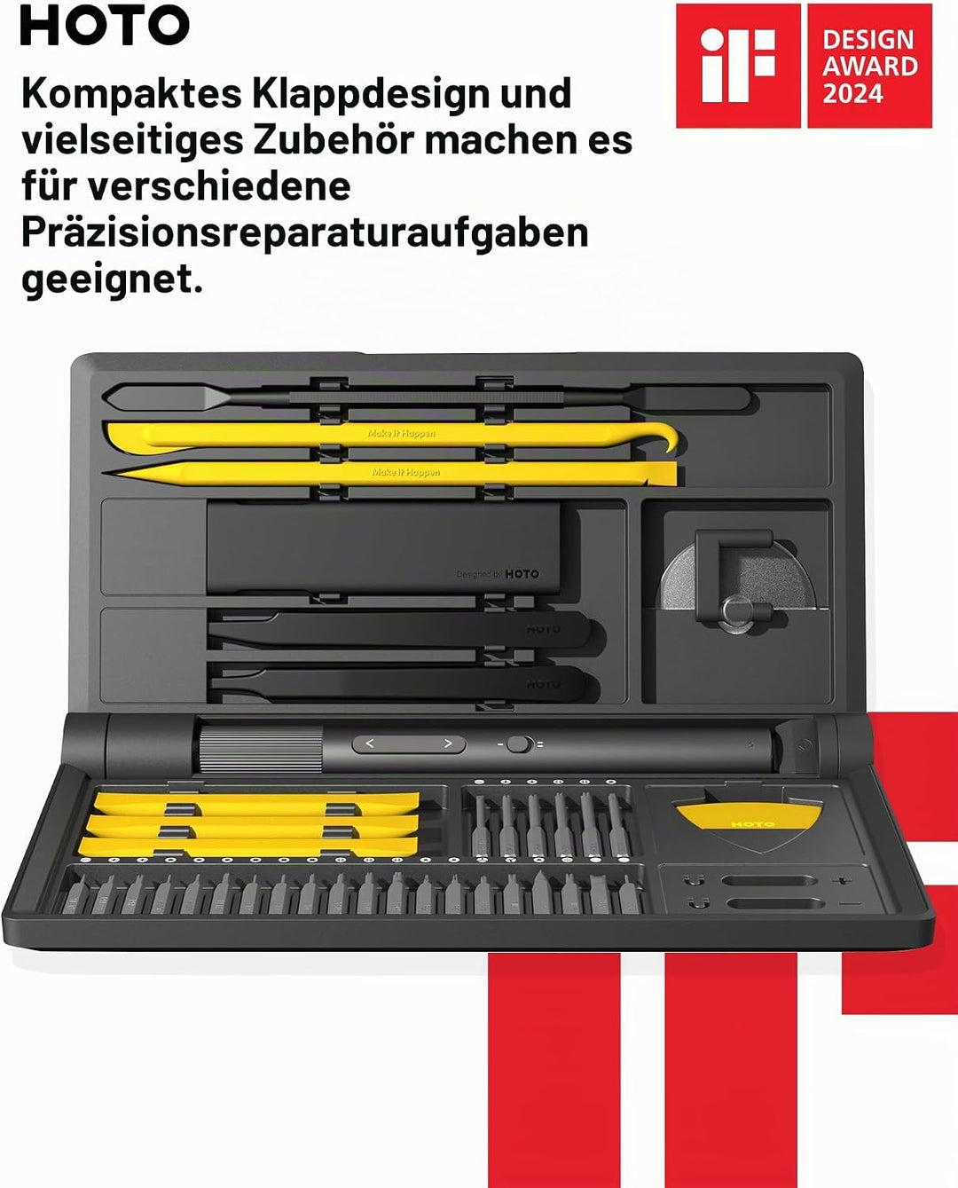 HOTO Mini Elektrischer Schraubendreher Pro, 48 in 1 Feinmechaniker Set mit Öffnungs-Werkzeug &amp; Präzi