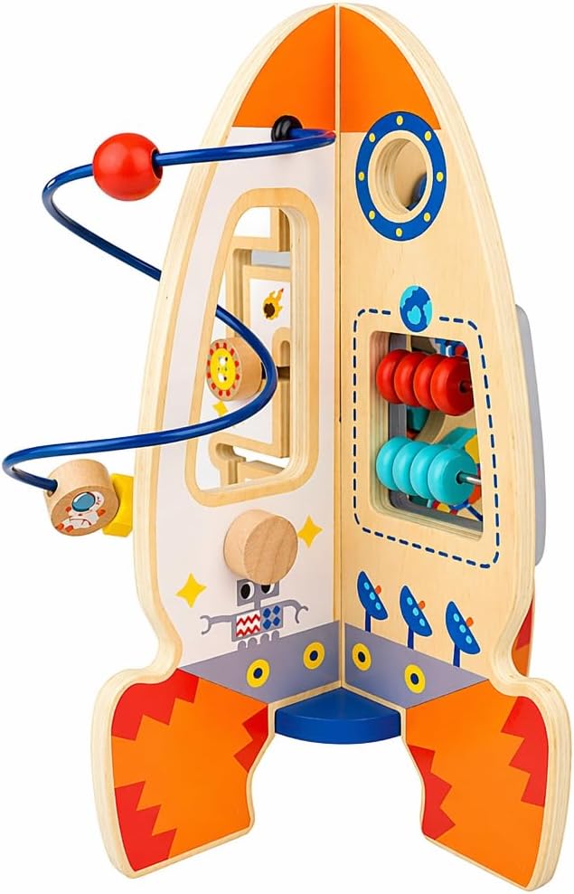 Tooky Toy Aktivitätsrakete aus Holz