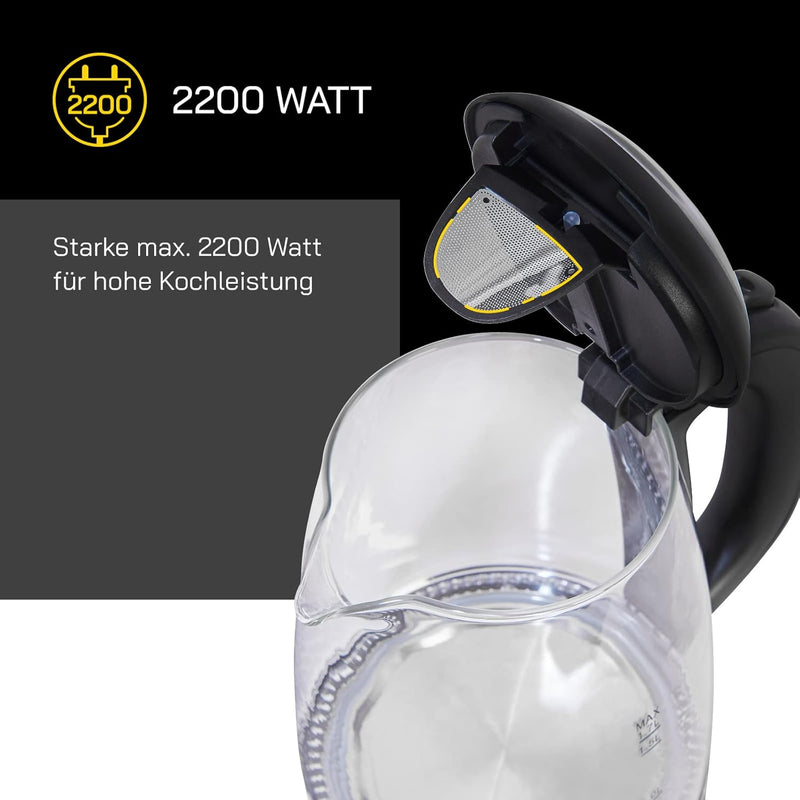 GUTFELS Wasserkocher Water 4010 | Elektrischer Wasserkocher 1,7 Liter | 2200 Watt | Anti Kalk | Über