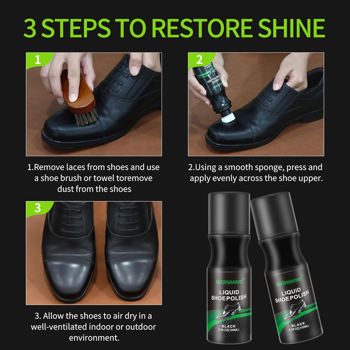 Schwarzes Schuhputzset 100 ml Sofort-Schuhputzset für Stiefel und Schuhe Leder pflegen und schützen
