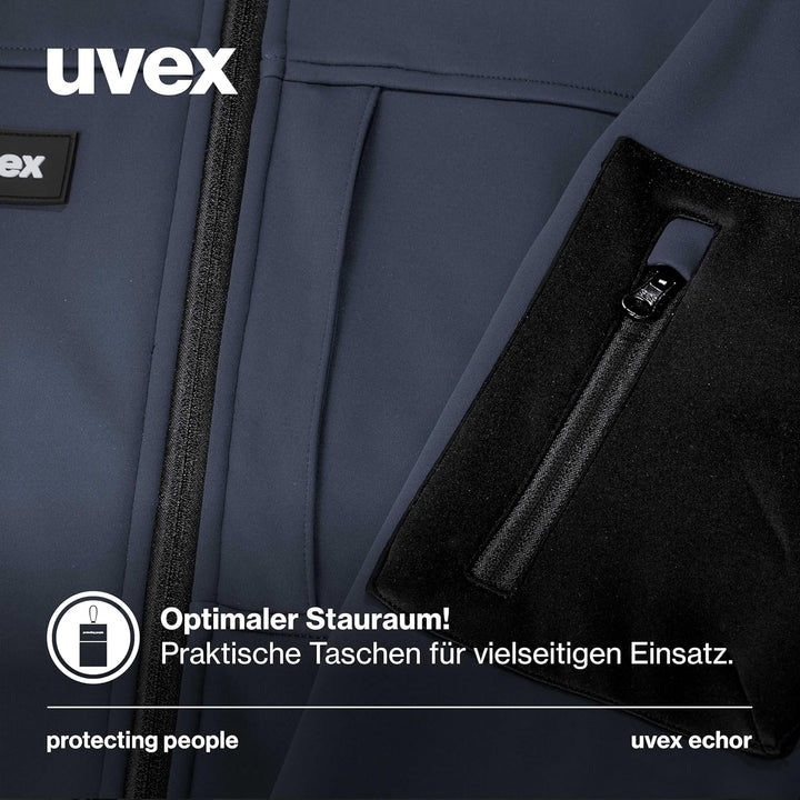 Uvex Echor Softshell-Arbeitsjacke für Herren - atmungsaktiv & wasserabweisend S Dunkelblau, S Dunkel