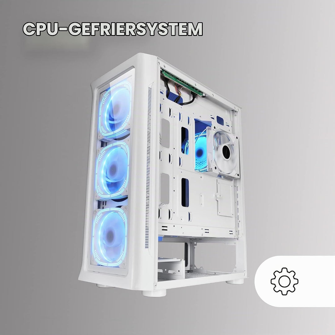 Mars Gaming MC-NEO Weiss, XXL E-ATX Gaming Tower, Gehärtetes Glas Seiten und Frontfenster, 4X ARGB 1