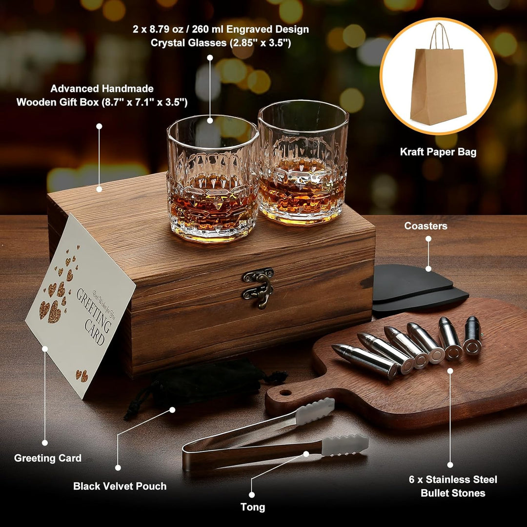 Exrezist Whisky Geschenkset-Whisky Gläser Set -Geschenke für Männer –Männergeschenke -Geburtstagsges