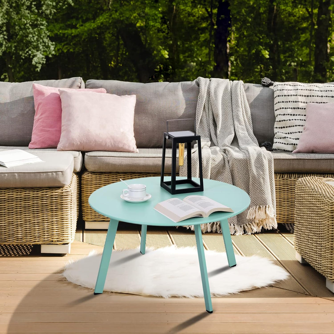 Beistelltisch Metall, Garten Beistelltisch Rund, Sofatisch Kaffeetisch & Couchtish mit Verstellbarer
