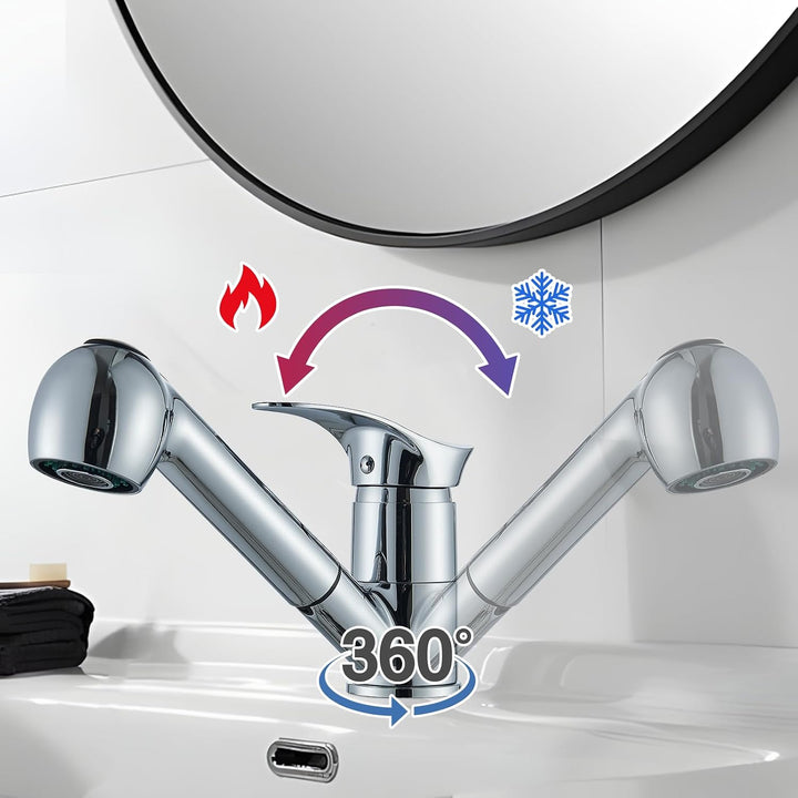 Wasserhahn Küche Ausziehbar Chrom mit 2 Sprühmustern | Küchenarmaturen Hochdruck Herausziehbare 360°