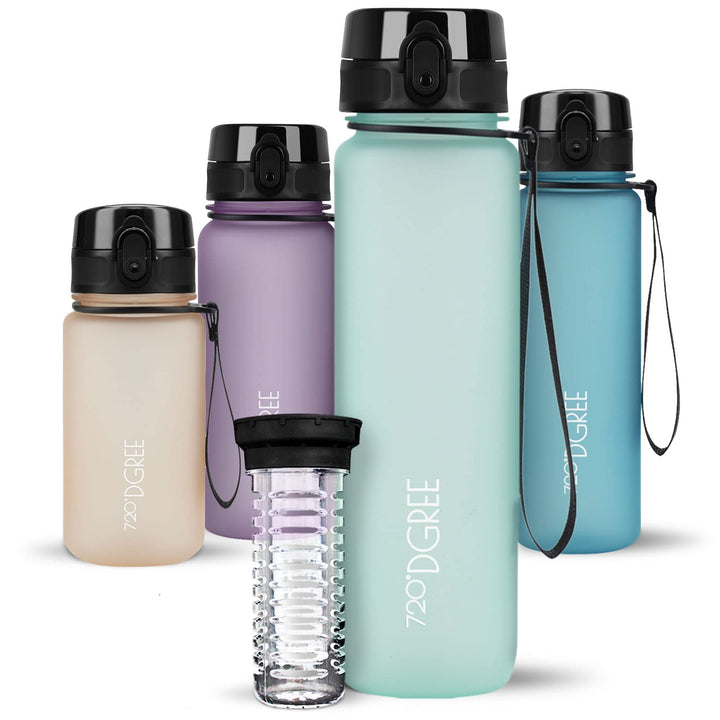 720°DGREE Trinkflasche “uberBottle“ 350ml, 500ml, 650ml, 1l, 1,5 Liter softTouch +Früchtebehälter -