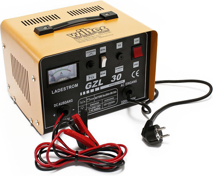 Wiltec Batterieladegerät 12V 24V 16A Batterie, Ladegerät für Motorräder, Kfz, LKW, Akkuladegerät WBL
