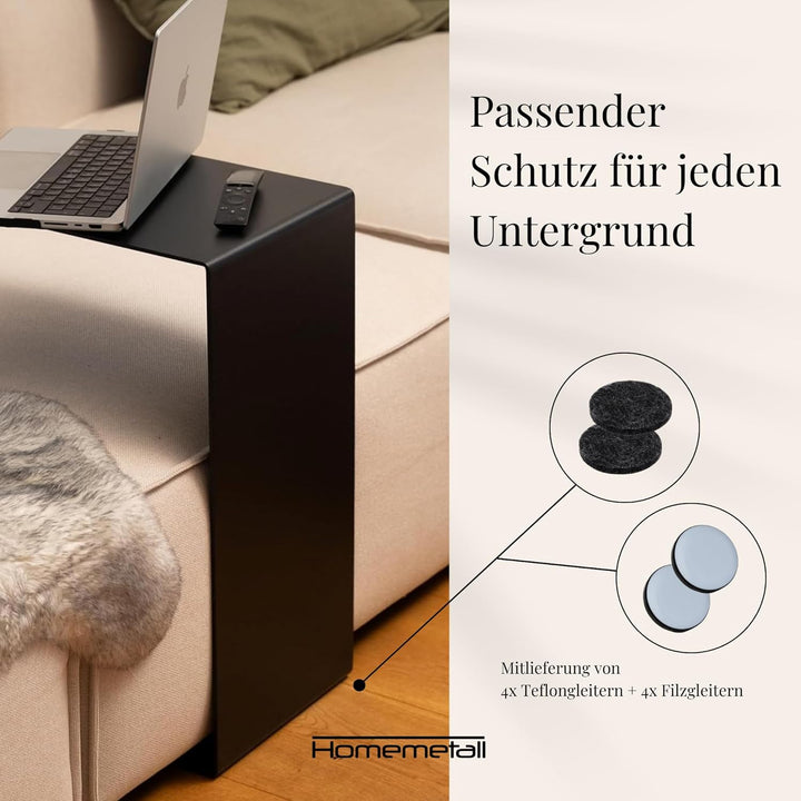 Beistelltisch C-Form aus Metall - pulverbeschichteter Couch Beistelltisch in Weiss - Moderner Abstel