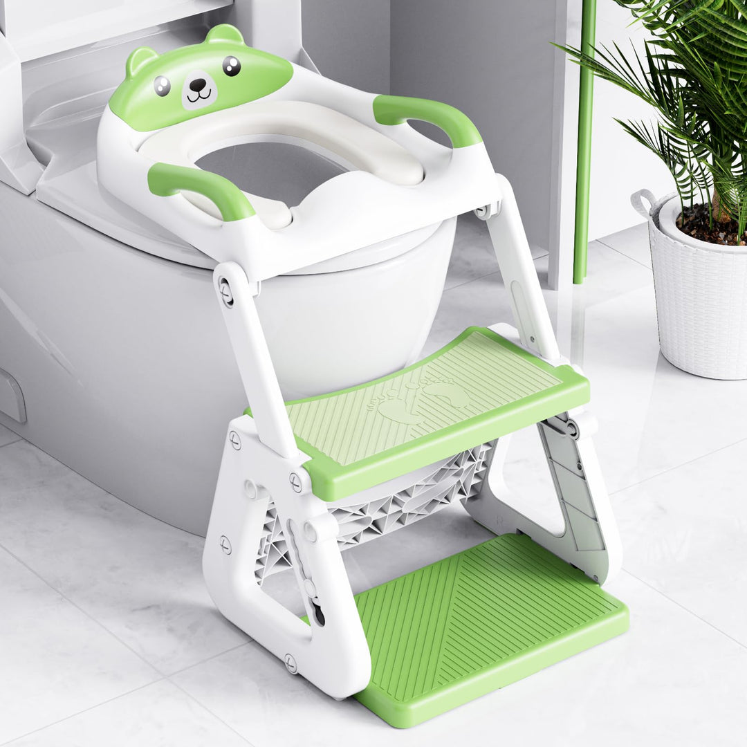 Orzbow Toilettensitz Kinder mit Treppe, Stabil Kinder Toilettensitz mit Dreiecksstruktur, Verlängert