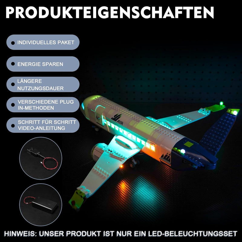 Led Licht Set Kompatibel mit Lego 60367 City Passagierflugzeug Spielzeug (Kein Modell), Dekorationsb