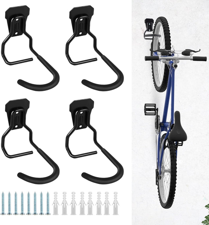 Sioner 4er-Pack Vertikale Fahrradhaken，Fahrradhalter,Heavy Duty Hooks Wandhalterung Fahrradhalter,Fa