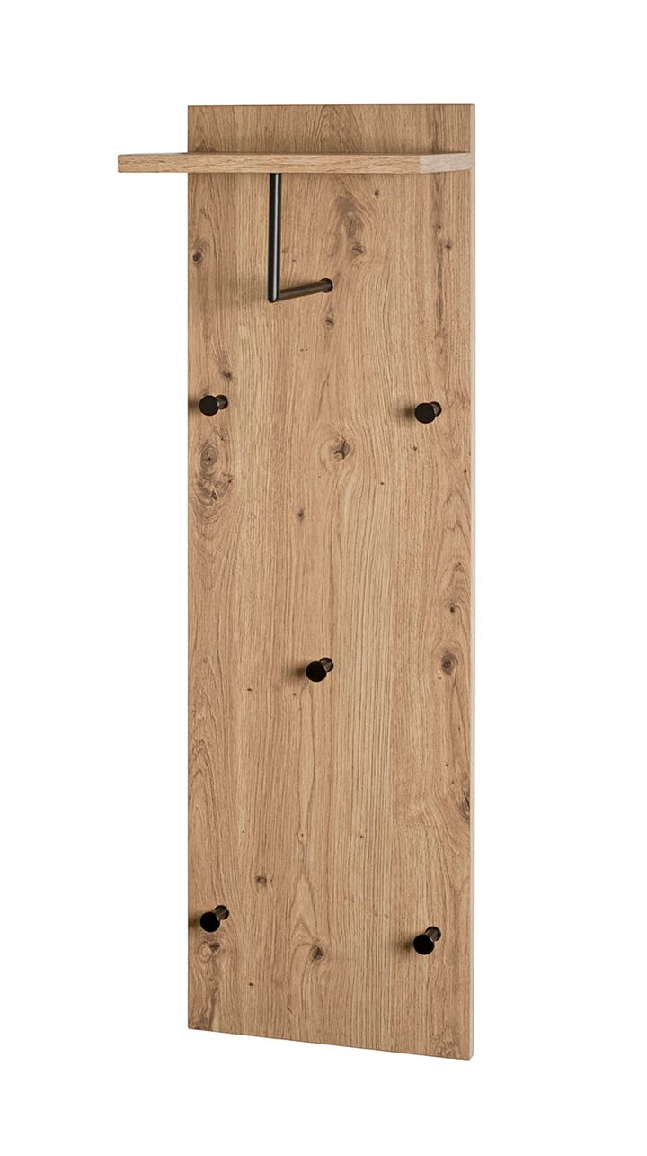 HAKU Möbel Wandgarderobe, MDF, eiche, schwarz, B 30 x T 20 x H 100 cm