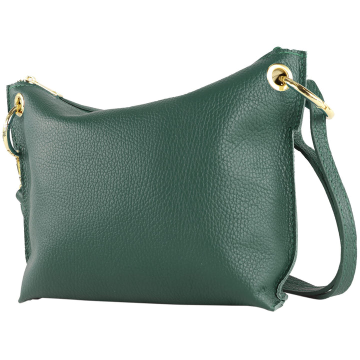 modamoda de T243 Damen Leder Umhängetasche Schultertasche handmade in Italy Petrolgrün, Petrolgrün