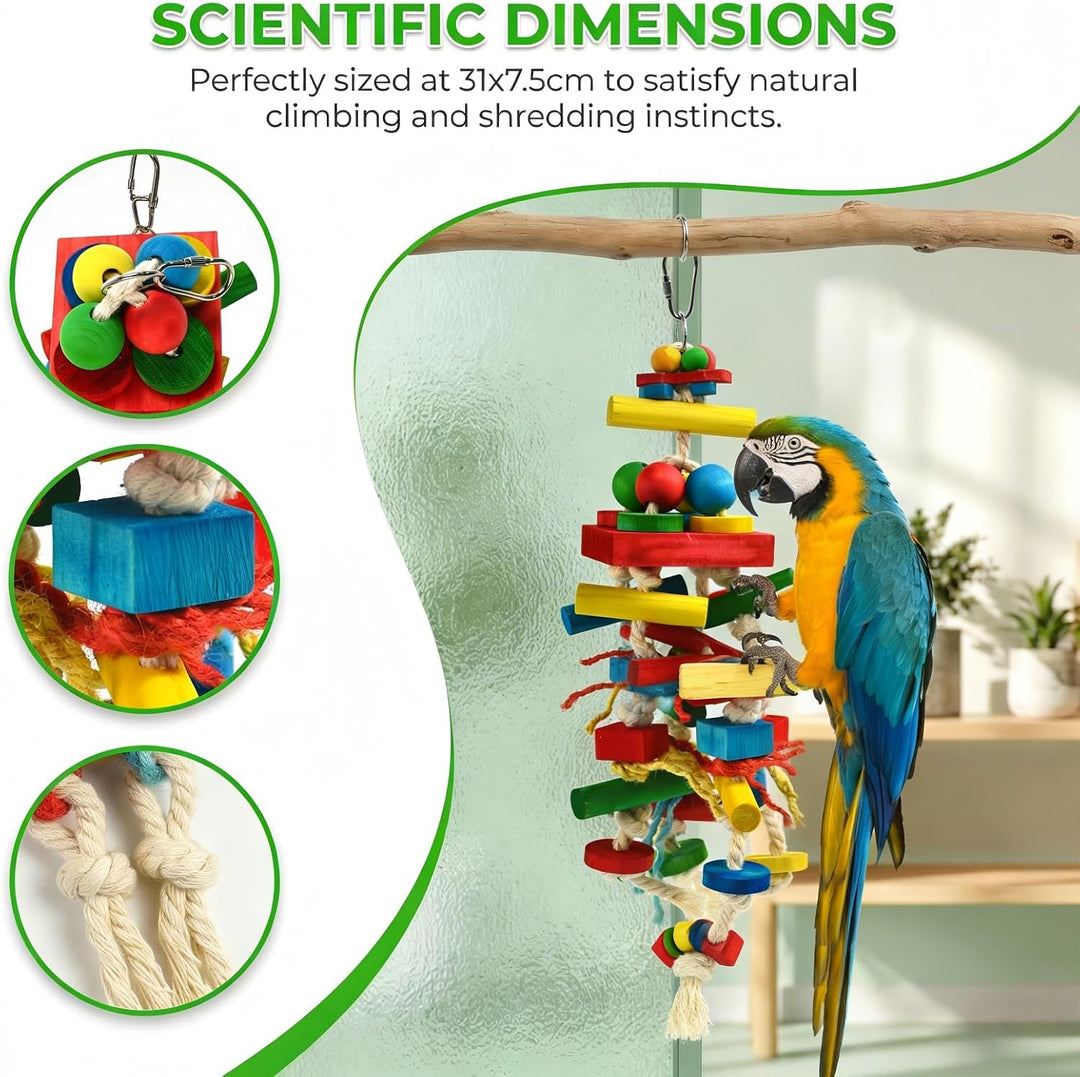 Papageienspielzeug Holz Vogel Spielzeug Papagei Spielzeug Käfig Vogelspielzeug für Papageien Kauspie