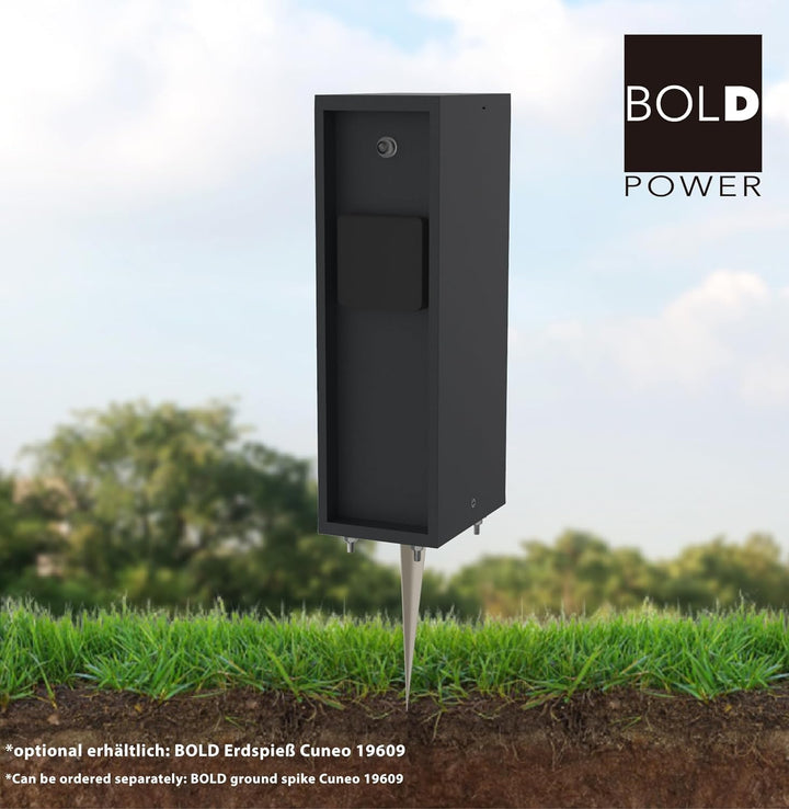Bold 19400 Pado Aussen-Steckdose-Garten Steckdosen-Säule 3-Fach Stecker in Anthrazit (Lichtsensor |