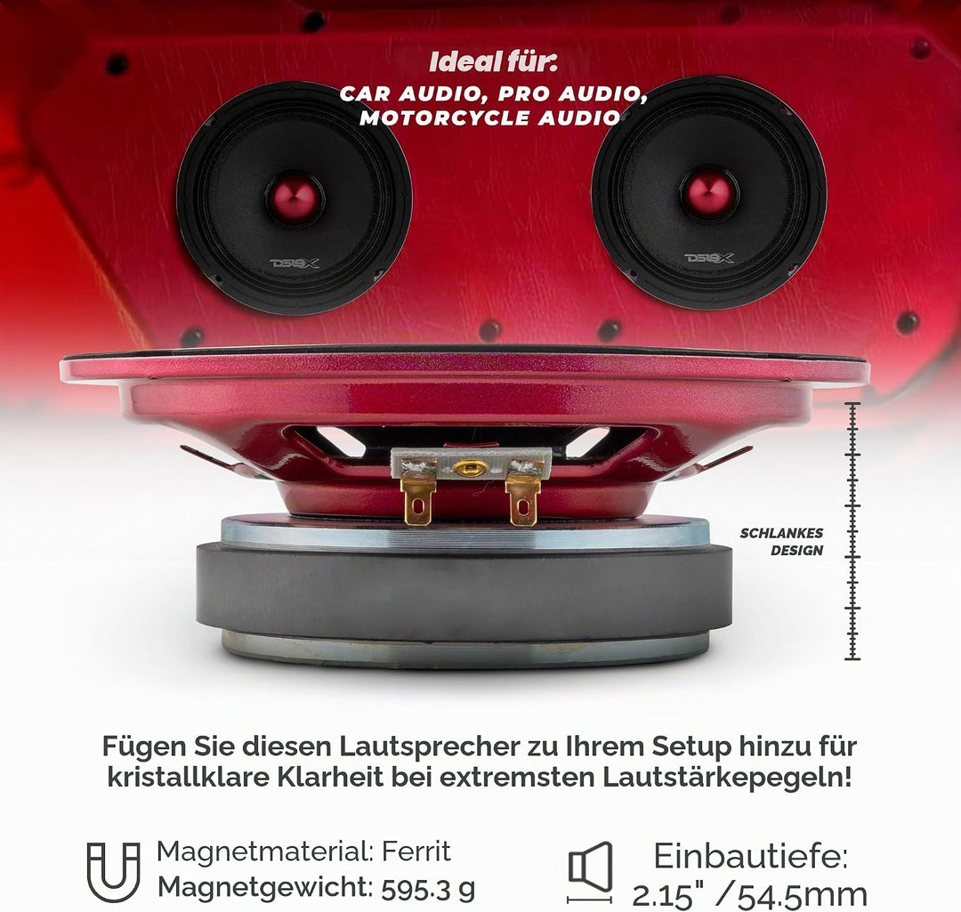 PRO 6” Midrange Loudspeaker With Bullet 500 Watts 4-ohm Schlank 4 Ohm 16,5 cm, Schlank 4 Ohm 16,5 cm