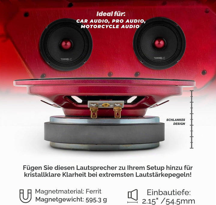 PRO 6” Midrange Loudspeaker With Bullet 500 Watts 4-ohm Schlank 4 Ohm 16,5 cm, Schlank 4 Ohm 16,5 cm