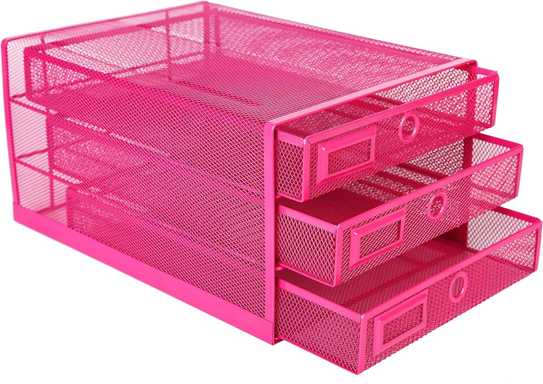 Exerz Papier Sortierer mit 3 Schubladen/A4 Dokumente/Schubladenbox - Drahtgeflecht Büroablage/Aufbew