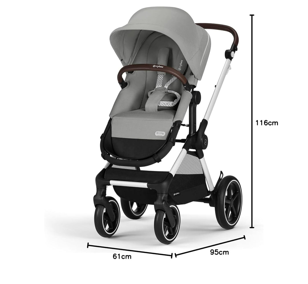 CYBEX Gold Kinderwagen EOS Lux 2-in-1, ab 0-4 Jahre, Stone Grey | Ab Geburt bis 22 kg (ca. 4 Jahre),