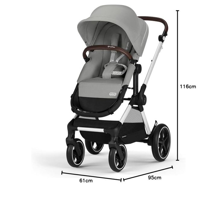 CYBEX Gold Kinderwagen EOS Lux 2-in-1, ab 0-4 Jahre, Stone Grey | Ab Geburt bis 22 kg (ca. 4 Jahre),