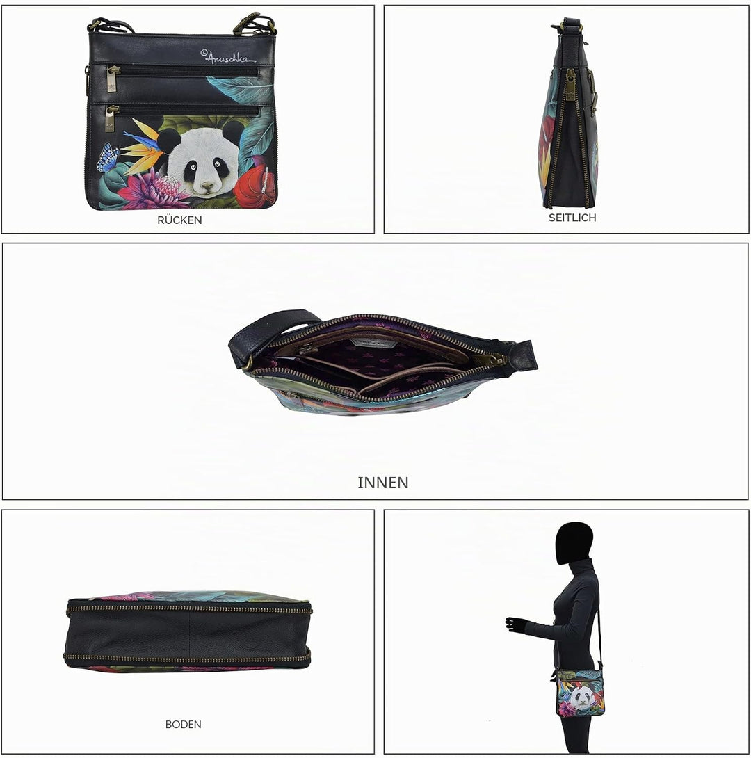 Anuschka Damen Medium Crossbody Octr Umhängetasche Butterfly Heaven Rubin, Butterfly Heaven Rubin