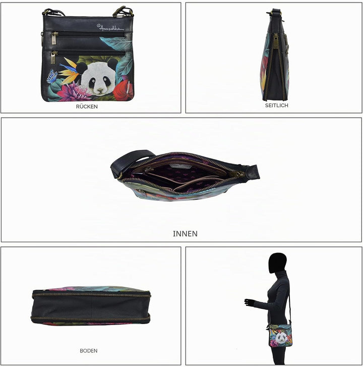 Anuschka Damen Medium Crossbody Octr Umhängetasche Butterfly Heaven Rubin, Butterfly Heaven Rubin