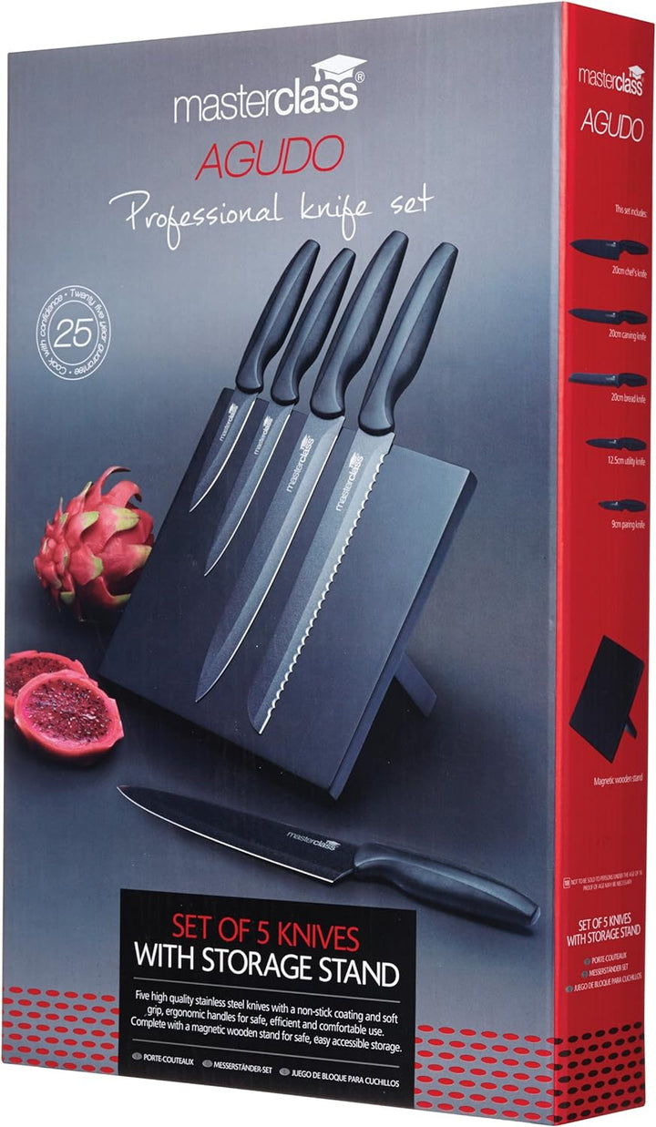 MASTERCLASS Master Class Agudo Antihaft-Messerset, Stahl, Schwarz, 34 x 22 x 6 cm, 5-Einheiten