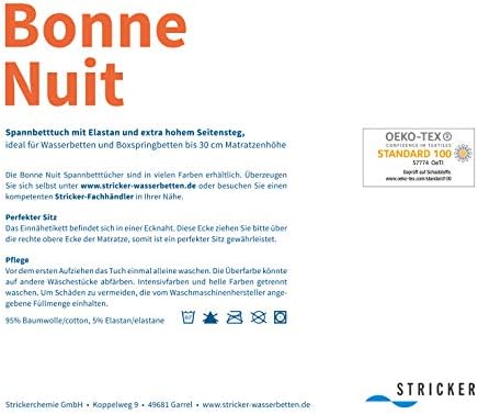 Bonne Nuit Elastan Spannbetttuch Baumwolle Stretch 220 g/m²- Steghöhe bis 40 cm Bettlaken für Boxspr