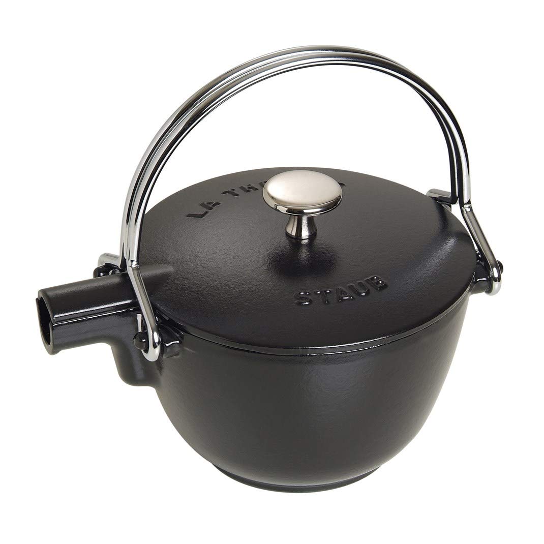 Staub 1004030 1650023 Teekanne/Wasserkessel, rund 16,5 cm, 1,15LmitmattschwarzerEmaillierungImInnere