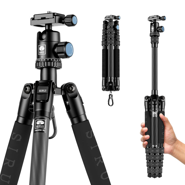 SIRUI Carbon Stativ Kamera Traveler 5C Kohlefaser Reisestativ 1380mm leichtes tragbares Karbonfaser