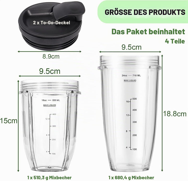 Mixer Becher Ersatzteile für Ninja Auto-iQ Mixer CB350EU, BN800EU, BN750EU, BN495EU, CB100EU, TB301E