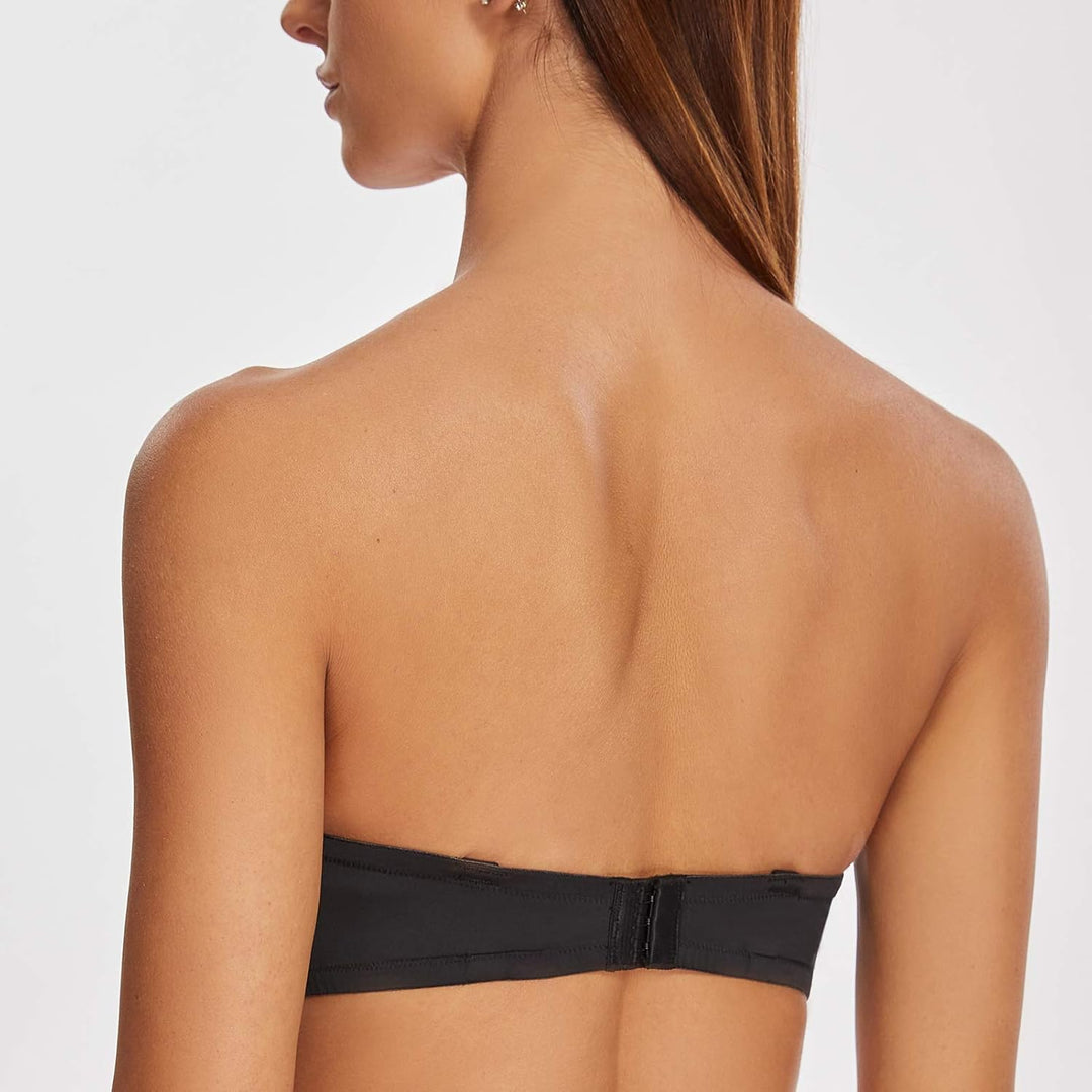 MELENECA Damen Push-Up Trägerlos BH - Bügel BH mit geformte Cups 70B Schwarz, 70B Schwarz