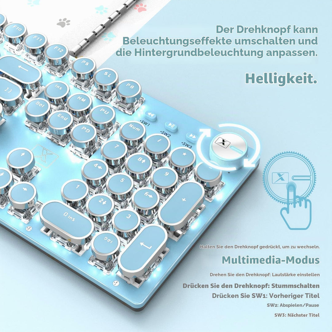 LexonElec Der Blaue Schalter Kann Zehn Laminosiken für Licht, 105 Taste USB-Computer, Manschetten-St