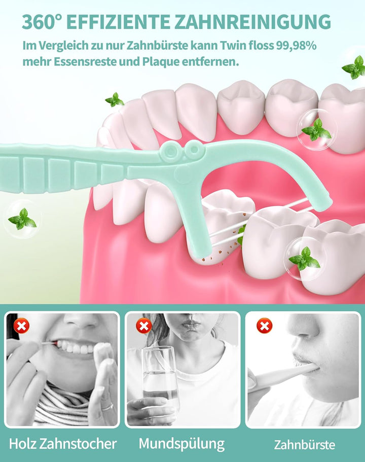 200 Stk. Zahnseide Sticks Minze Dental floss Mint Twin line Floss Zahnseide mit Zahnstocher Geschmac