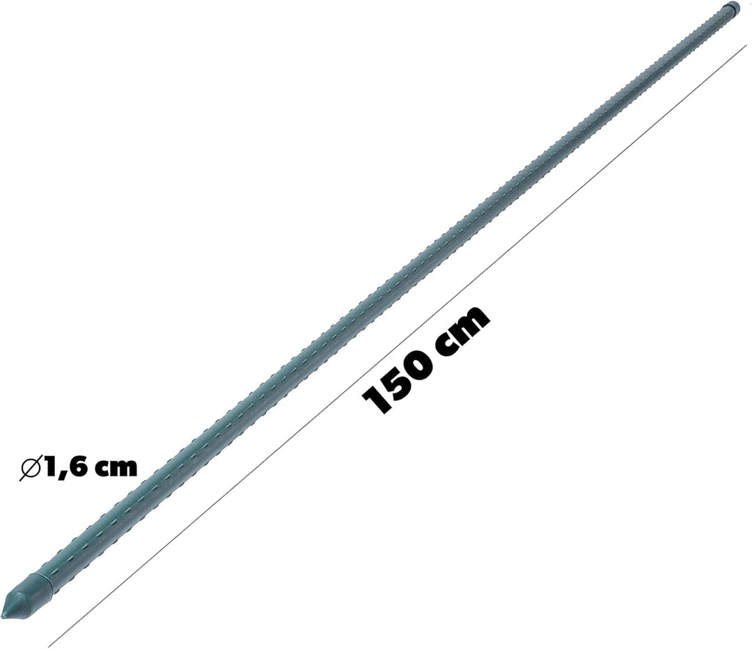 KADAX Pflanzstäbe 150 cm x 16 mm, 10er Set – Beschichteter Stahl Rankstab, Pflanzenstütze & Tomatens