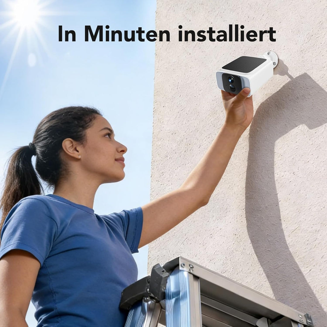 GNCC 2K Überwachungskamera Aussen Akku Solar, 2,4/5GHz WLAN Kamera Outdoor Überwachung Aussen mit Ka