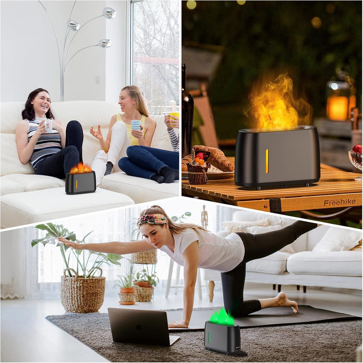 BNGXR Luftbefeuchter Mit Flammen Effekt, 240 ml Aroma Diffuser mit Fernbedienung 7 Arten Farbe mit t