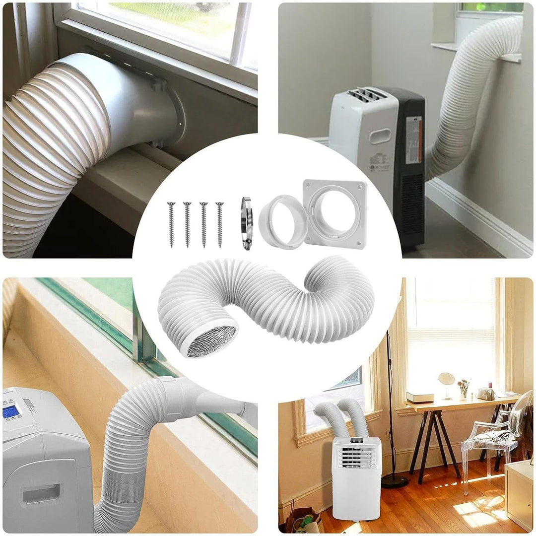 Klimaschlauch 150cm 4 Zoll Abluftset PVC-Aluminium Flex | Wandanschlussplatte, Wandmontage, Für Mobi