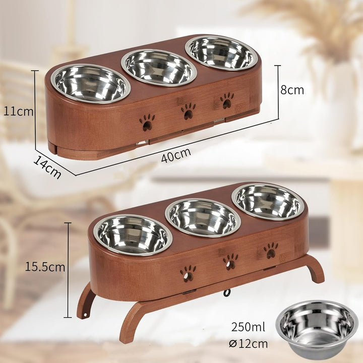 JAZUIHA Katzennapf Erhöht, geneigte Futternapf 3er Set, ergonomischer Fressnapf höhenverstellbar, Fu