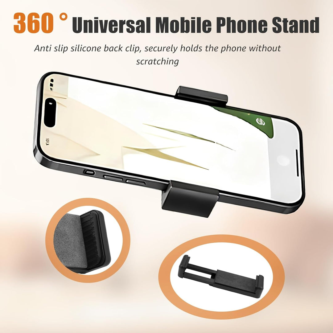 Handy-Stativ mit LED Ringlicht (10,24 Zoll), Stromversorgung über USB, 3 Farbmodi, 360 ° drehbare Be