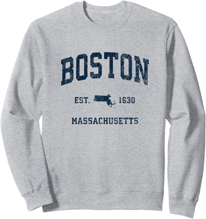 Boston Massachusetts MA Sportdesign, Vintage, Marineblau Sweatshirt