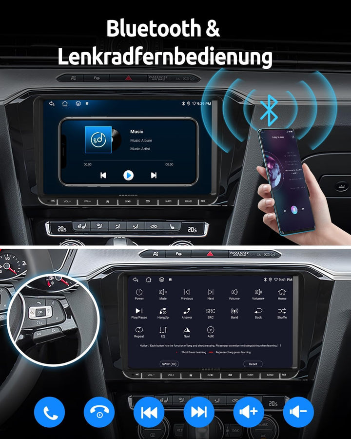ESSGOO True 4+64G 9 Zoll Autoradio mit Carplay und Android Auto, Android 15 Car Radio Für VW Golf 5