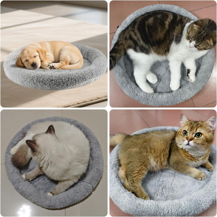 Namsan Katzenkissen Rund, Katzenbett 50cm, Rutschfes katzenhöhle, Waschbar Donut Kissen for Katzen/K