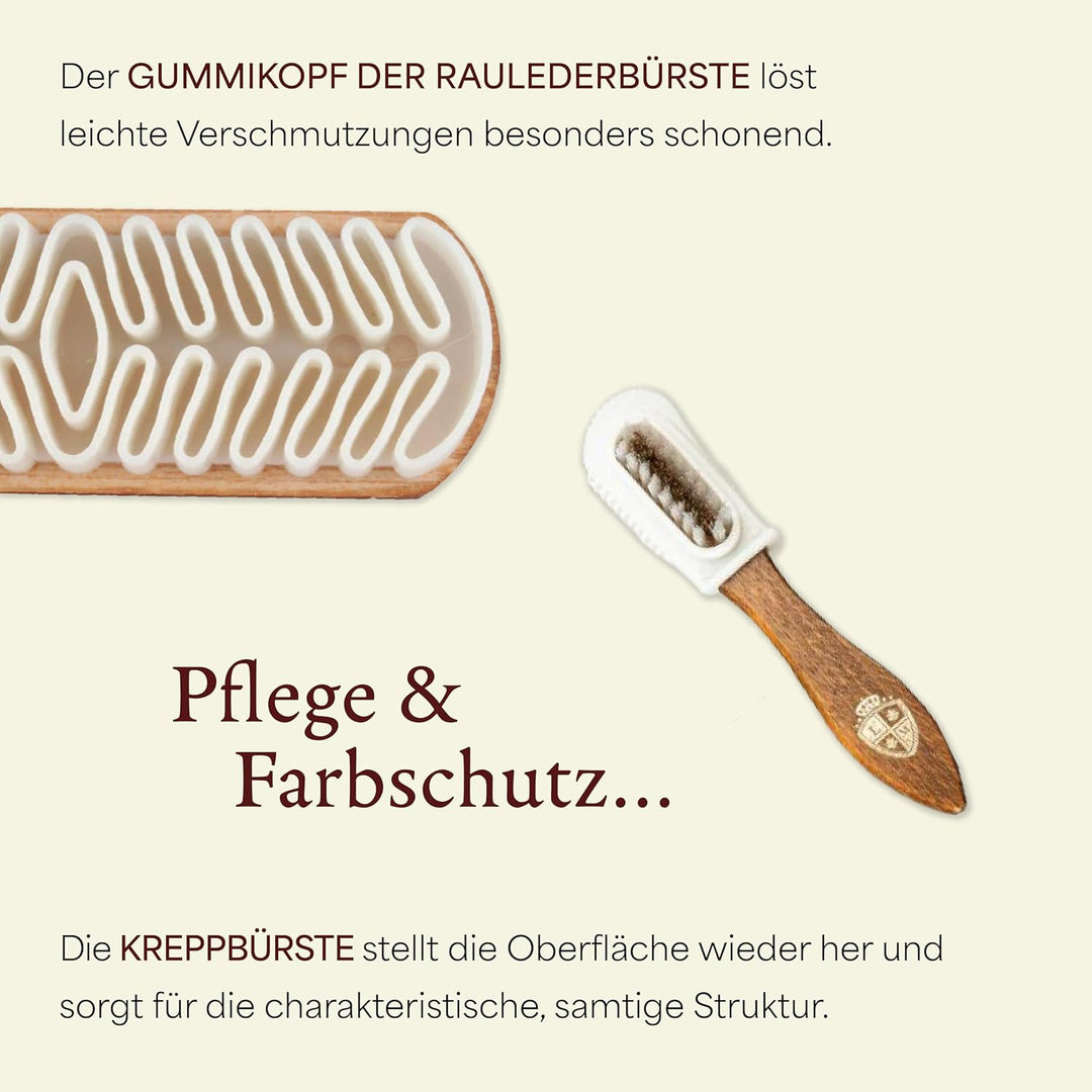 Langer & Messmer Schuhpflegeset für Rauleder - Schuhputzset mit Schuhbürsten zur Nubukleder Pflege u